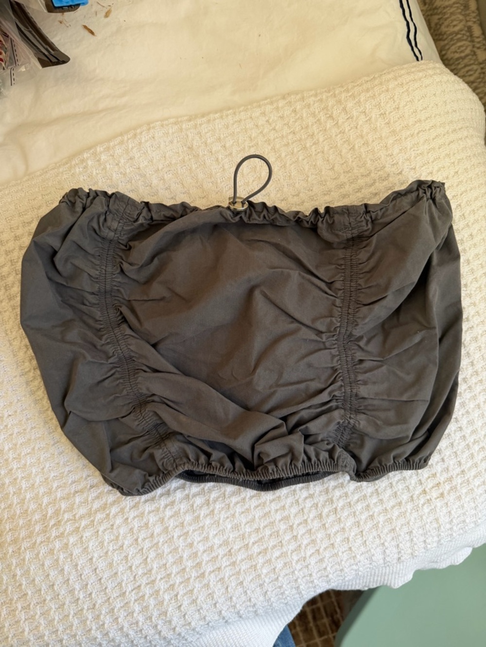Zara Dark Gray Elastic Drawstring tube top